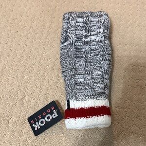 Men's Gray and Red Knit Gloves